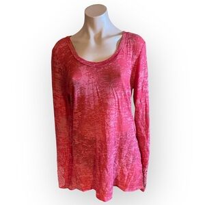 BKE Women’s XL Red Embroidered Sleeve Waffle Knit Eased Long Sleeve Shirt